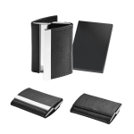 Porte-cartes personnalisés doubles en similicuir et en métal Executive diverses couleurs