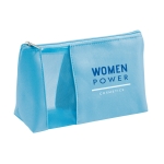 Trousse de toilette promotionnelle pas cher en microfibre Cosmo couleur bleu ciel image avec logo