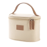 Jolie trousse de toilette publicitaire en microfibre et cuir Clubstyle couleur beige