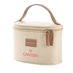 Jolie trousse de toilette publicitaire en microfibre et cuir Clubstyle couleur beige image avec logo