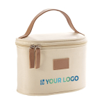 Jolie trousse de toilette publicitaire en microfibre et cuir Clubstyle avec zone d'impression