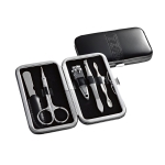 Set de manucure exclusif en similicuir noir avec 5 pièces Nerobox diverses couleurs