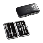 Set de manucure exclusif en similicuir noir avec 5 pièces Nerobox avec zone d'impression