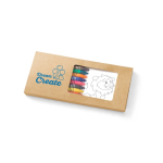 Boîte avec 8 crayons de cire et 8 cartons avec des dessins Colortime couleur marron image avec logo