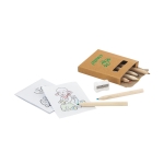 Petit set de 6 crayons de couleur, taille-crayon et modèles Playtime couleur naturel image avec logo