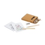 Petit set de 6 crayons de couleur, taille-crayon et modèles Playtime couleur naturel