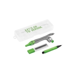 Set d'école avec outil de géométrie compas porte-mine et mines College couleur vert clair image avec logo 4