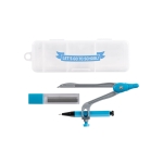 Set d'école avec outil de géométrie compas porte-mine et mines College couleur bleu ciel image avec logo 2