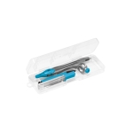 Set d'école avec outil de géométrie compas porte-mine et mines College couleur bleu ciel