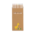 12 crayons de couleur dans une boîte en carton personnalisable Long couleur marron image avec logo 2