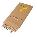12 crayons de couleur dans une boîte en carton personnalisable Long couleur marron image avec logo