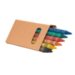 Boîte en carton avec 6 crayons de cire personnalisés Window couleur marron