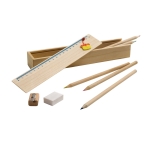 Trousse en bois avec divers accessoires pour dessiner Woody couleur bois