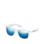 Lunettes de soleil verres miroir colorés et monture blanche Bayside avec zone d'impression