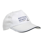 Casquette style sandwich polyester fermeture lacet et trous d'aération couleur blanc image avec logo