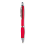 Stylo publicitaire avec finition antidérapante Encre Bleue Colors couleur rouge transparent