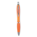 Stylo publicitaire avec finition antidérapante Encre Bleue Colors couleur orange transparent