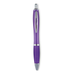 Stylo publicitaire avec finition antidérapante Encre Bleue Colors couleur violet transparent