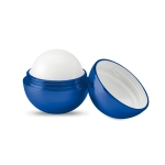 Baume à lèvres avec logo dans boîte ovale colorée SPF 15 UV Lipball couleur bleu