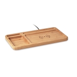 Base de recharge sans fil en bois idéale pour le rangement du bureau couleur bois quatrième vue
