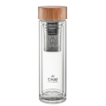 Bouteille personnalisée en verre borosilicaté, infuseur 420 ml TeaBoo couleur transparent vue principale