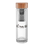 Bouteille personnalisée en verre borosilicaté, infuseur 420 ml TeaBoo couleur transparent troisième vue principale