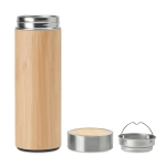 Thermos personnalisé en acier et bambou avec infuseur 400ml TeaBoo couleur bois deuxième vue