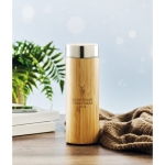 Thermos personnalisé en acier et bambou avec infuseur 400ml TeaBoo couleur bois vue d'ambiance principale