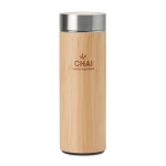 Thermos personnalisé en acier et bambou avec infuseur 400ml TeaBoo couleur bois deuxième vue principale