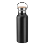Gourde isotherme avec couvercle en bambou avec poignée 500 ml Clip couleur noir