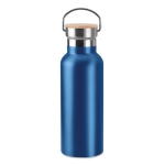 Gourde isotherme avec couvercle en bambou avec poignée 500 ml Clip couleur bleu