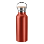 Gourde isotherme avec couvercle en bambou avec poignée 500 ml Clip couleur rouge