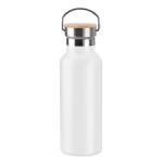 Gourde isotherme avec couvercle en bambou avec poignée 500 ml Clip couleur blanc