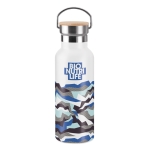 Gourde isotherme avec couvercle en bambou avec poignée 500 ml Clip couleur blanc troisième vue principale