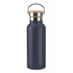 Gourde isotherme avec couvercle en bambou avec poignée 500 ml Clip couleur bleu marine