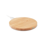 Chargeur sans fil circulaire en bambou avec petite le bleue Natura couleur bois deuxième vue
