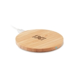 Chargeur sans fil circulaire en bambou avec petite le bleue Natura couleur bois deuxième vue principale