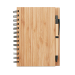 Carnet recyclé avec stylo et couverture bambou A5 pages lignées Bamboo couleur bois