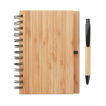 Carnet recyclé avec stylo et couverture bambou A5 pages lignées Bamboo couleur bois deuxième vue