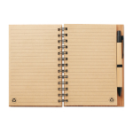 Carnet recyclé avec stylo et couverture bambou A5 pages lignées Bamboo couleur bois troisième vue