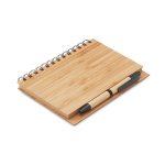 Carnet recyclé avec stylo et couverture bambou A5 pages lignées Bamboo couleur bois quatrième vue