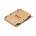 Carnet recyclé avec stylo et couverture bambou A5 pages lignées Bamboo couleur bois quatrième vue principale