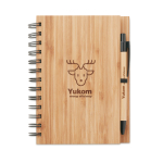 Carnet recyclé avec stylo et couverture bambou A5 pages lignées Bamboo couleur bois vue principale