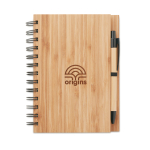 Carnet recyclé avec stylo et couverture bambou A5 pages lignées Bamboo couleur bois deuxième vue principale