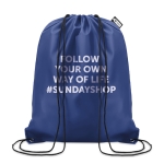 Sac à dos à cordon publicitaire en plastique recyclé Urban Recycled couleur bleu vue principale