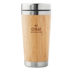 Tasse isotherme personnalisable en acier et bambou 400ml Bamboo couleur bois deuxième vue principale