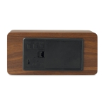 Réveil publicitaire avec chargeur sans fil Woodland couleur bois troisième vue