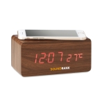 Réveil publicitaire avec chargeur sans fil Woodland couleur bois quatrième vue principale