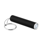 Porte-clés lampe torche cylindrique et coloré avec logo Logolight couleur noir troisième vue