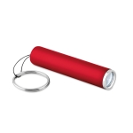 Porte-clés lampe torche cylindrique et coloré avec logo Logolight couleur rouge troisième vue